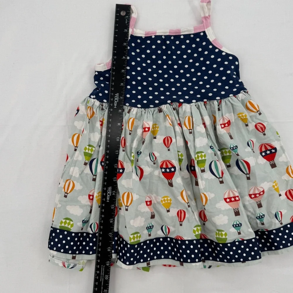 Handmade Vtg Girls Hot Air Balloon Polka Dot Mixed Media Sleeveless Dress 2T/3T
